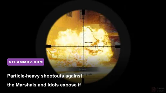 A chaotic gunfight in the desert of Saints Row with explosive particle effects