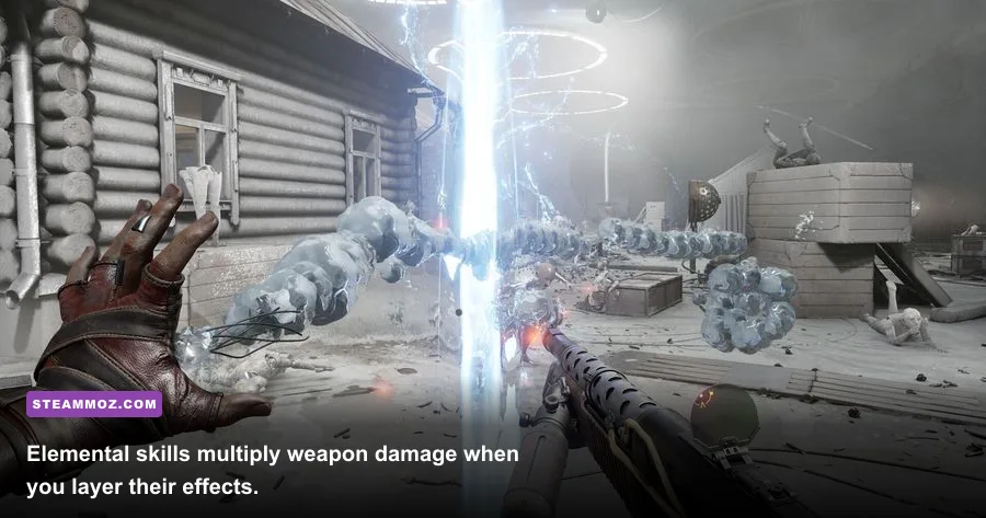 Atomic Heart character using Frostbite and Polymeric Jet powers