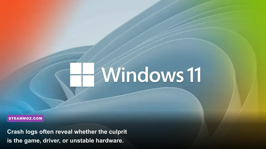 Windows Event Viewer showing a game crash report for PC troubleshooting
