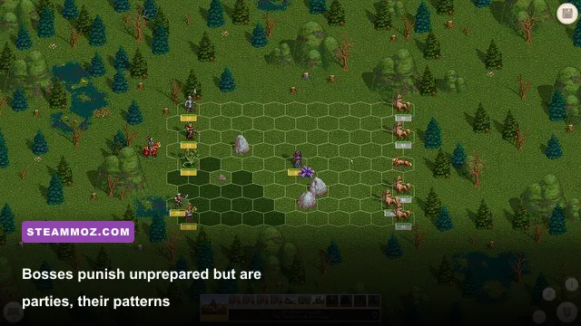 Laxius Force III boss encounter with characters using skills