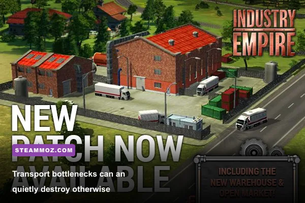 Industry Empire logistics map showing roads trucks and industrial transport routes