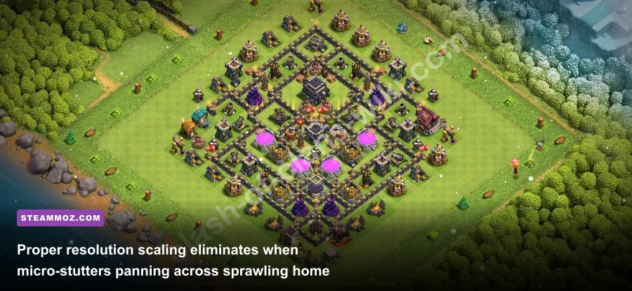 Zoomed out view of a fully maxed Clash of Clans base on desktop monitor