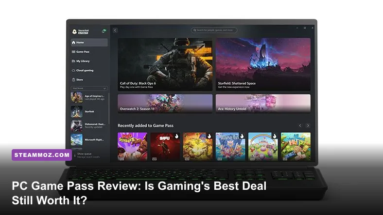 PC Game Pass interface running on a high-end desktop gaming setup