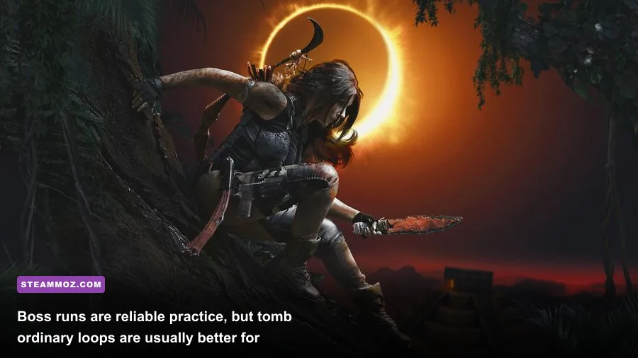 Lara Croft battling Set in Temple of Osiris