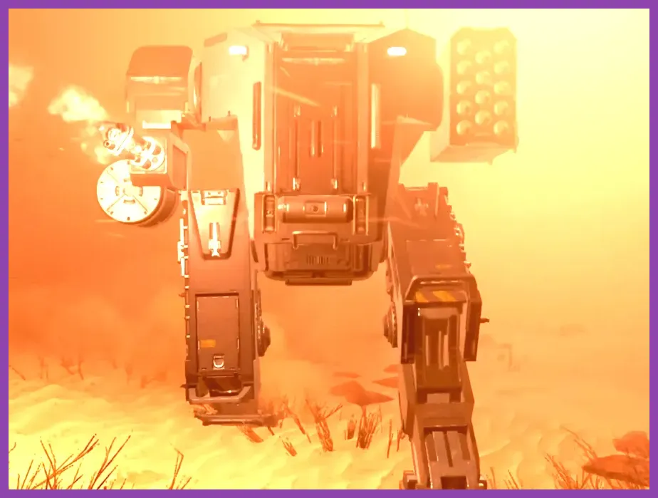 Helldivers 2 player inside Patriot exosuit for increased speed and firepower