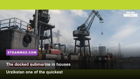 Interior view of the secret submarine docked at Urzikstan port in Call of Duty Warzone