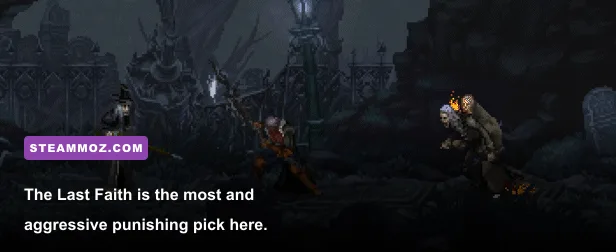 Eryk fighting monsters in the dark gothic world of The Last Faith