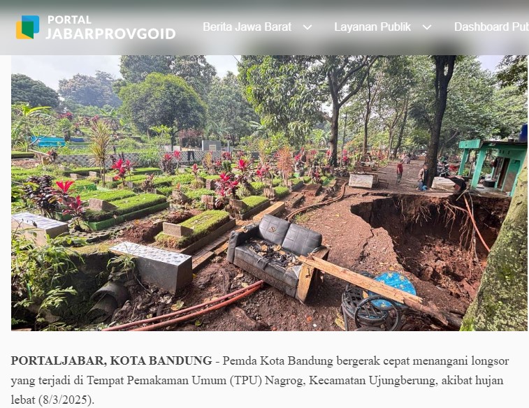 Risiko longsor pada area pemakaman
