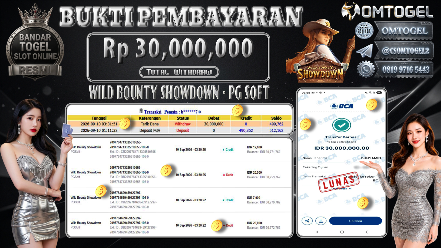 OMTOGEL JACKPOT PG SOFT WILD BOUNTY SHOWDOWN Rp.30,000,000,- DIBAYAR LUNAS