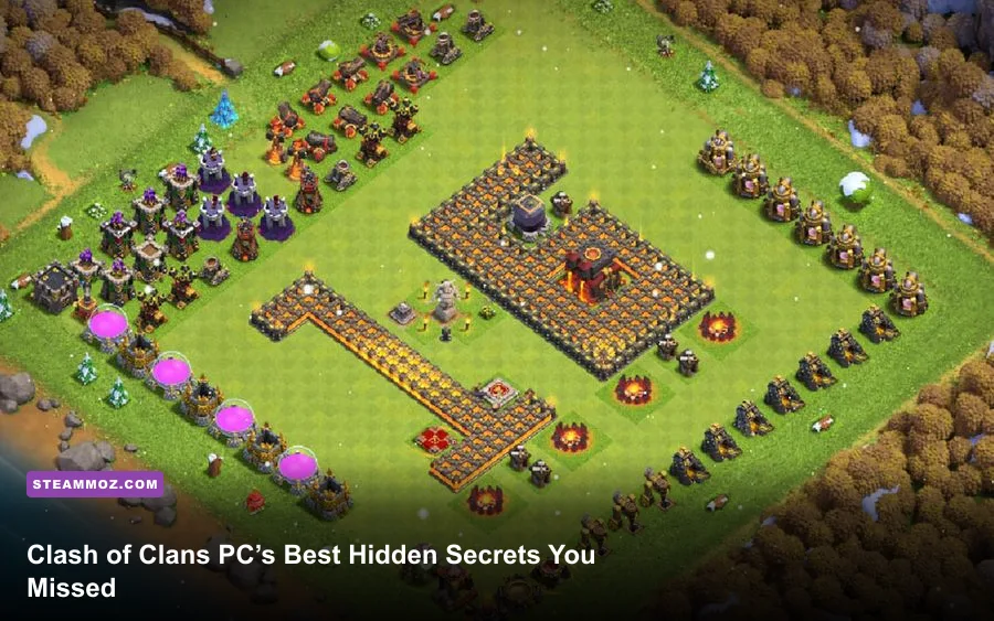 Clash of Clans PC village with Town Hall and defensive buildings