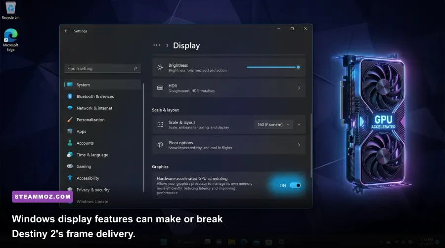 Windows Graphics settings showing Hardware-Accelerated GPU Scheduling toggle