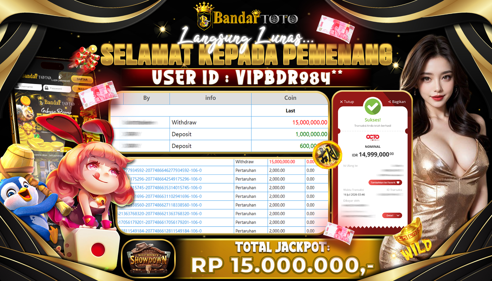 BANDARTOTO JACKPOT PG-WILD BOUNTY SHOWDOWN 15 JUTA DIBAYAR LUNAS,-