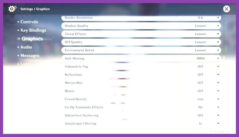 Genshin Impact running smoothly on an optimized low-end PC