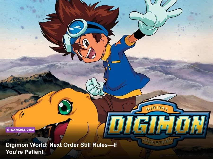 Digimon World Next Order partners overlooking Floatia city