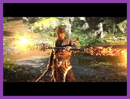 Close-up of Wukong using staff abilities