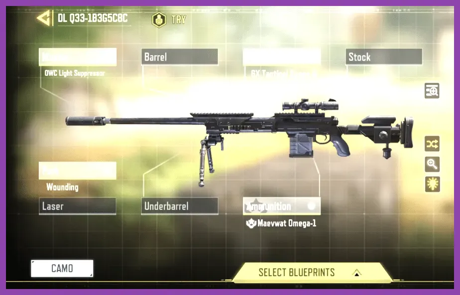 DL Q33 sniper rifle scope view in Call of Duty Mobile