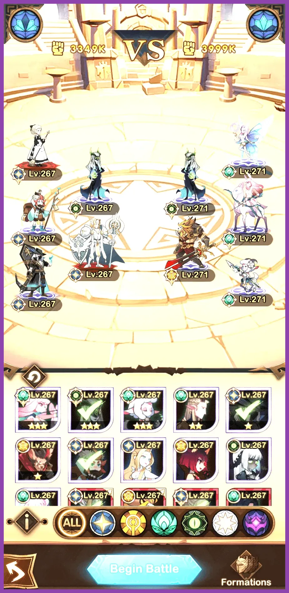 Top tier offensive team layout in AFK Arena