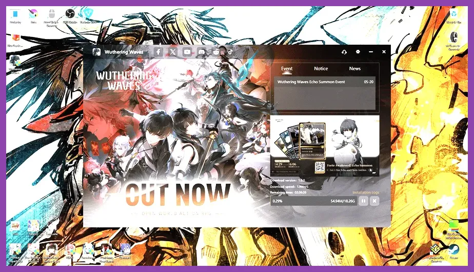 Wuthering Waves launcher verification screen