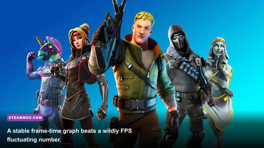 Fortnite PC gameplay with a 144Hz display and stable FPS counter
