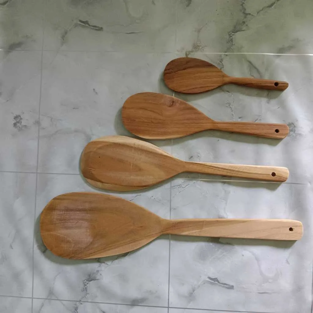 ENTONG KAYU JATI JUMBO 4 Ukuran / Centong kayu jumbo/ centong nasi kayu jati jumbo - Gambar 3