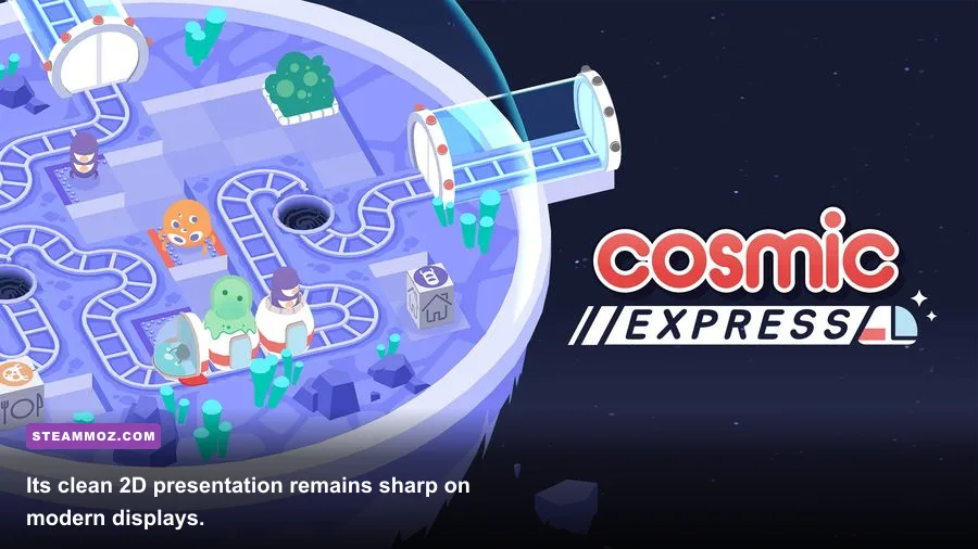 Cosmic Express running on PC with its colorful minimalist art style