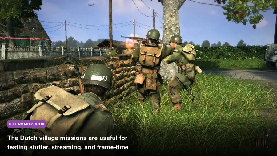 Brothers in Arms Hell's Highway gameplay in a Dutch village during Operation Market Garden