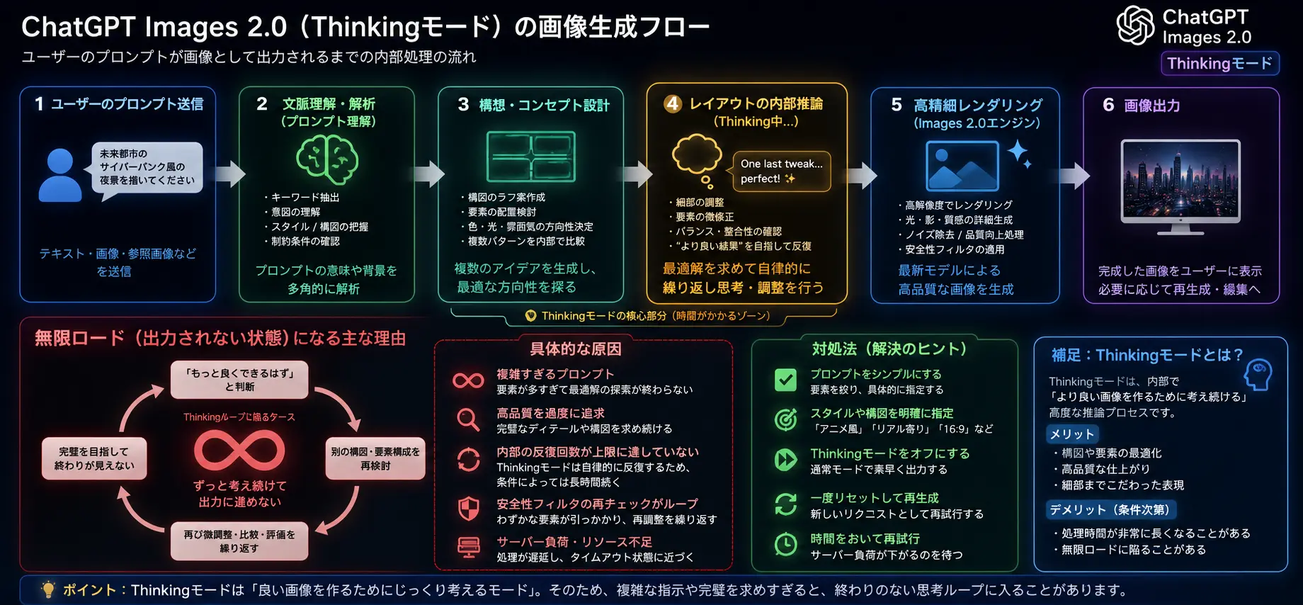 ChatGPT Images 2.0 Thinkingモード 処理フロー