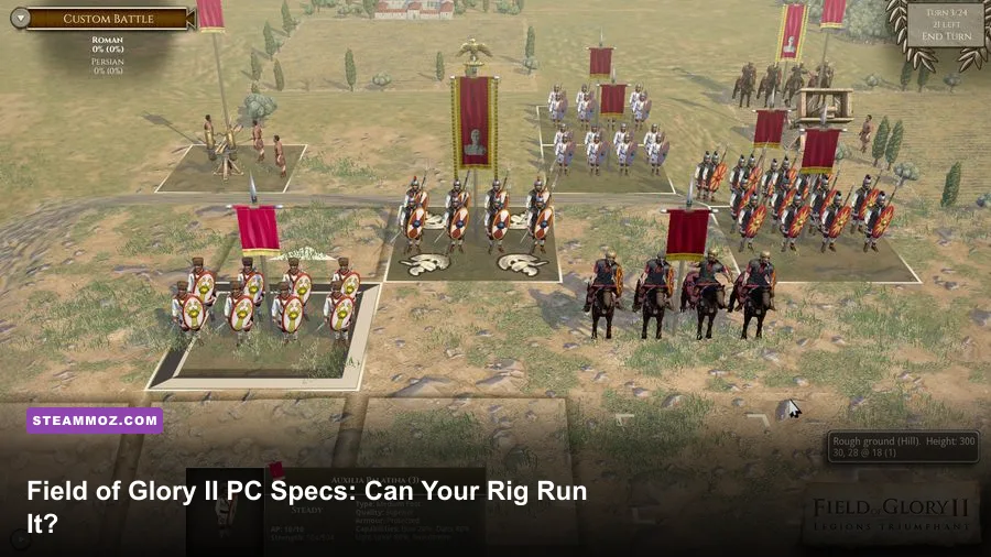 Field of Glory II Roman legion fighting on an ancient battlefield