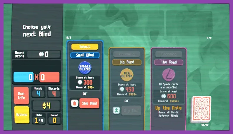 Balatro boss blind screen challenging the player
