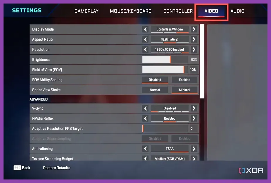 NVIDIA Control Panel settings recommended for Apex Legends