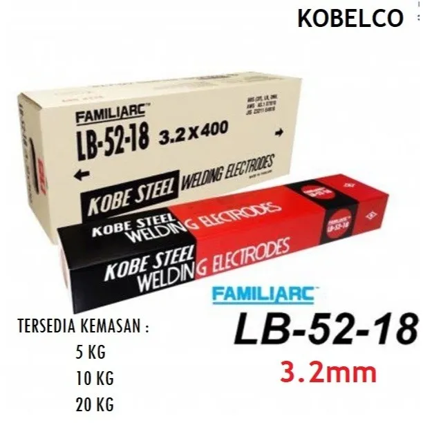 Kawat Las LB52-18 2.6mm 3.2mm 4mm E7018 KOBE 7018 LB5218 2,6mm 3,2mm 4mm
