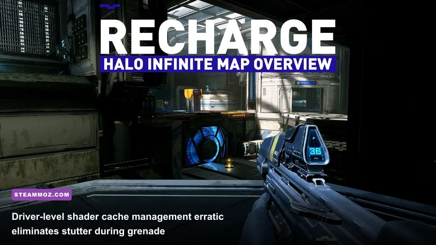 Fast-paced arena engagement on the Recharge multiplayer map