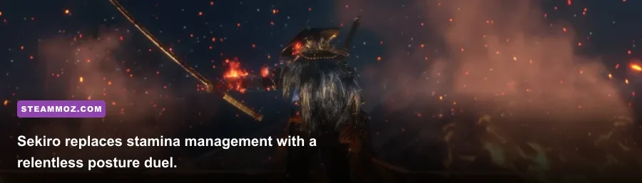 Wolf dueling Genichiro Ashina on a rooftop in Sekiro Shadows Die Twice