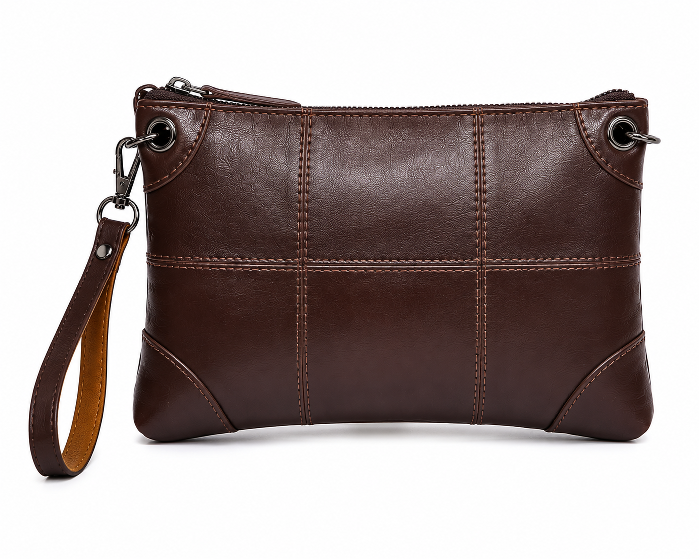 Tas Selempang Pria Wanita Kulit Sapi Asli Premium 2in1 Handbag Clutch Sling Bag Full Leather Muat HP