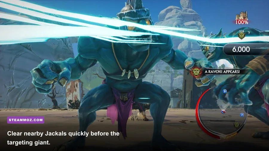 Avil using his sword against Jackals in Extinction