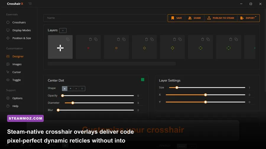 Crosshair X custom overlay interface running on top of a PC tactical shooter