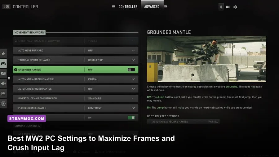Modern Warfare 2 PC graphics settings menu showing performance metrics and display options