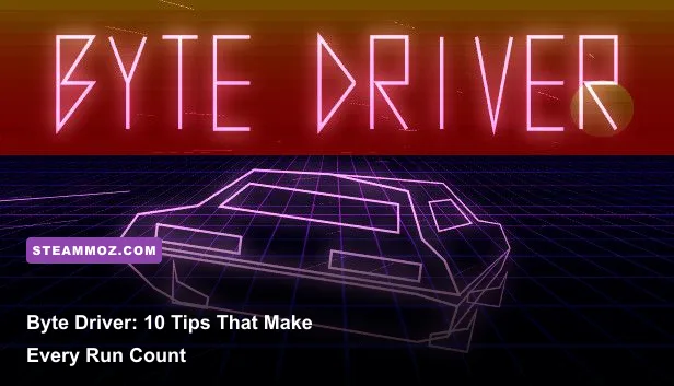Byte Driver car speeding through a neon city during a night run