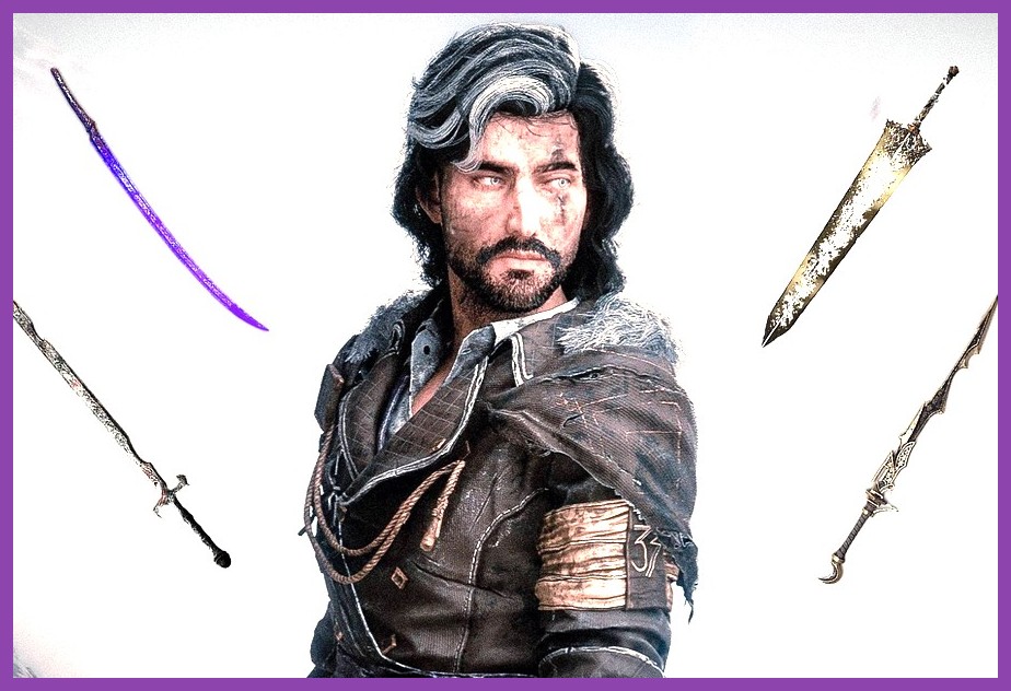 Close‑up view of various weapons available in Clair Obscur Expedition 33
