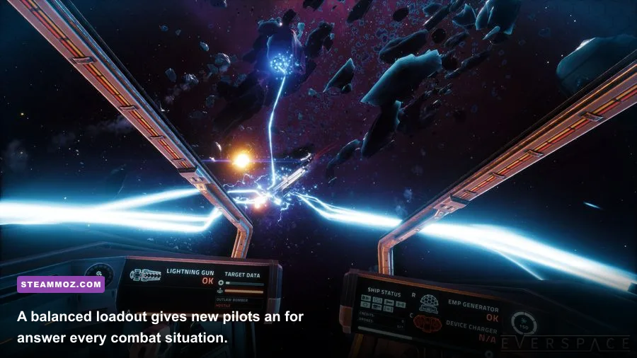 EVERSPACE Encounters Colonial Scout equipped with weapons and devices
