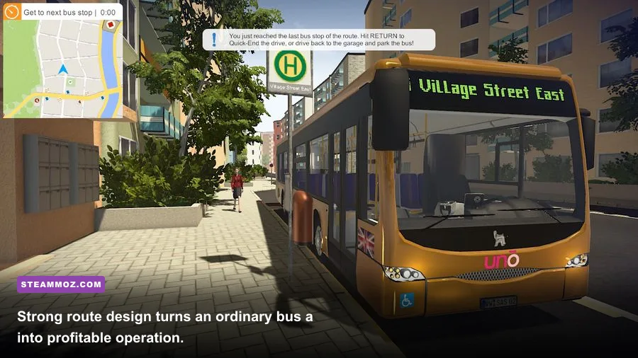 Bus Simulator 16 route planning and public transport management map
