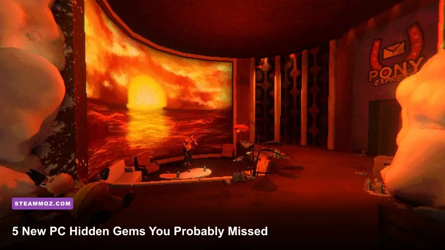 Collage of five hidden gem latest PC games including Blue Prince and Tactical Breach Wizards
