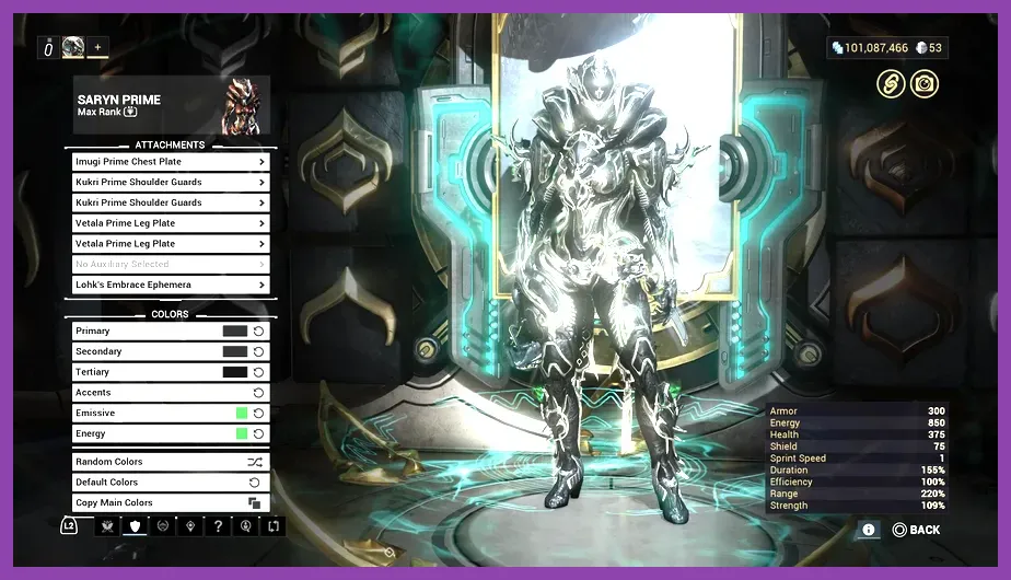 Saryn Prime using Spores in Warframe endgame