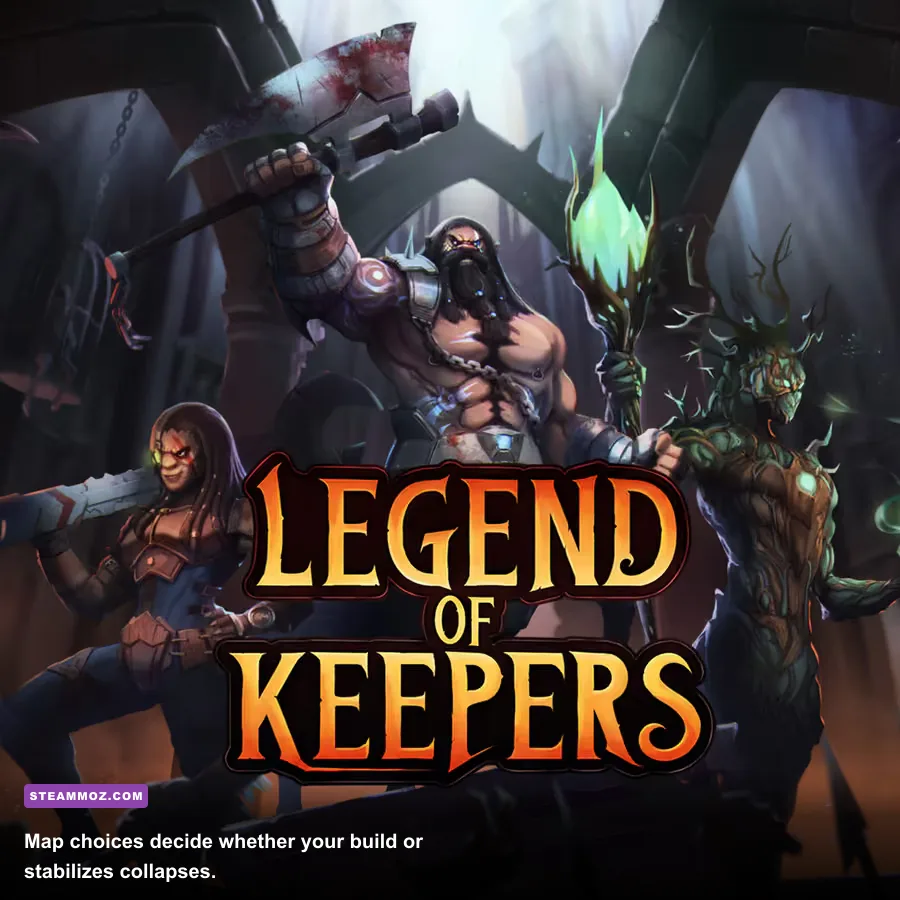 Legend of Keepers campaign map showing events rewards and dungeon rooms