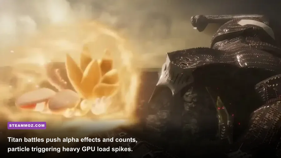 Super Sonic fighting the massive Titan Giganto during a high-action boss battle