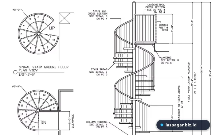 Material besi hollow pipa galvanis dan kayu solid untuk tangga putar