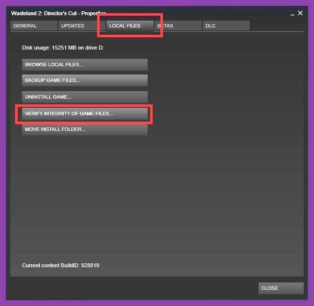 Steam client verifying integrity of game files interface