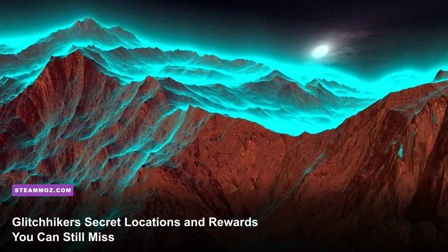 Glitchhikers The Spaces Between traveler riding through a surreal nighttime highway