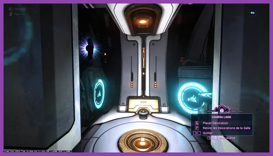 Warframe Orbiter menu navigation and hardware load