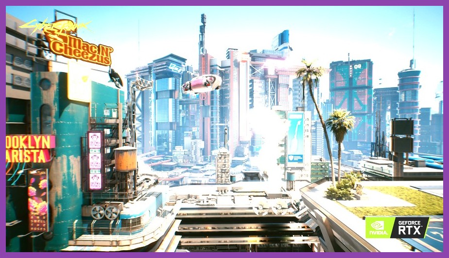 Neon-lit streets of Night City in Cyberpunk 2077